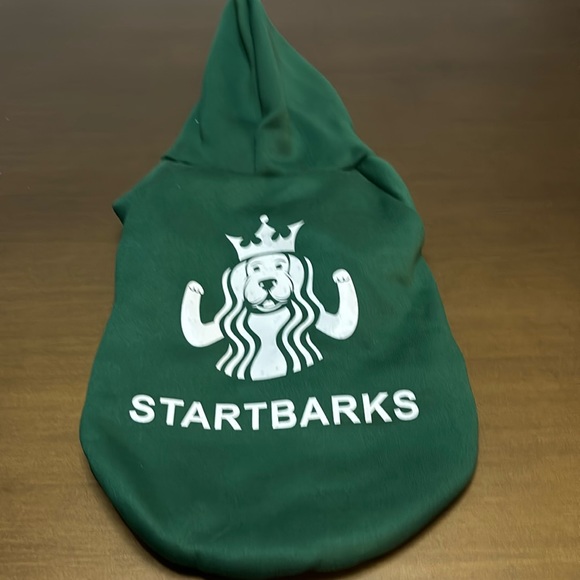 Starbucks Starbarks dog hoodie says size xl but fits small dog Girth 17.5 - Picture 2 of 5
